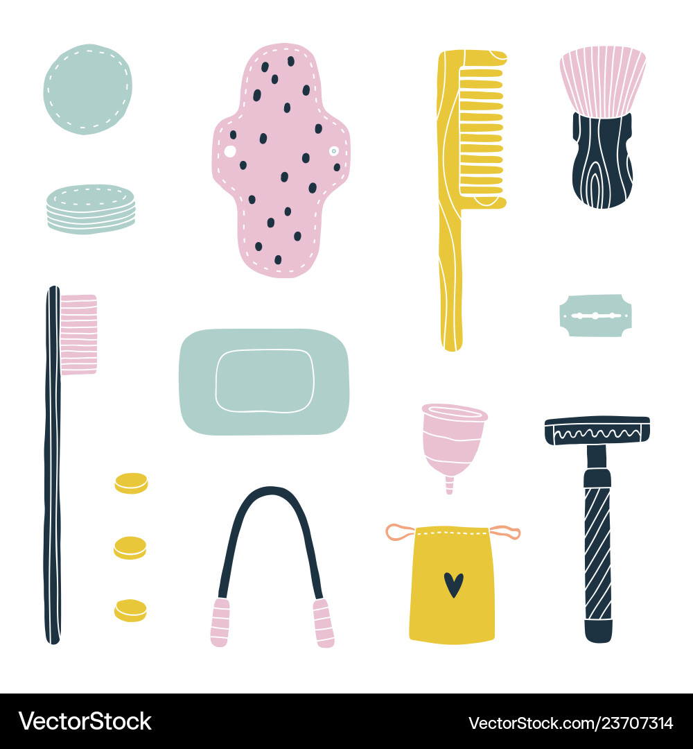 Eco friendly bathroom kit zero waste toiletries Eco friendly bathroom kit zero waste toiletries vector image