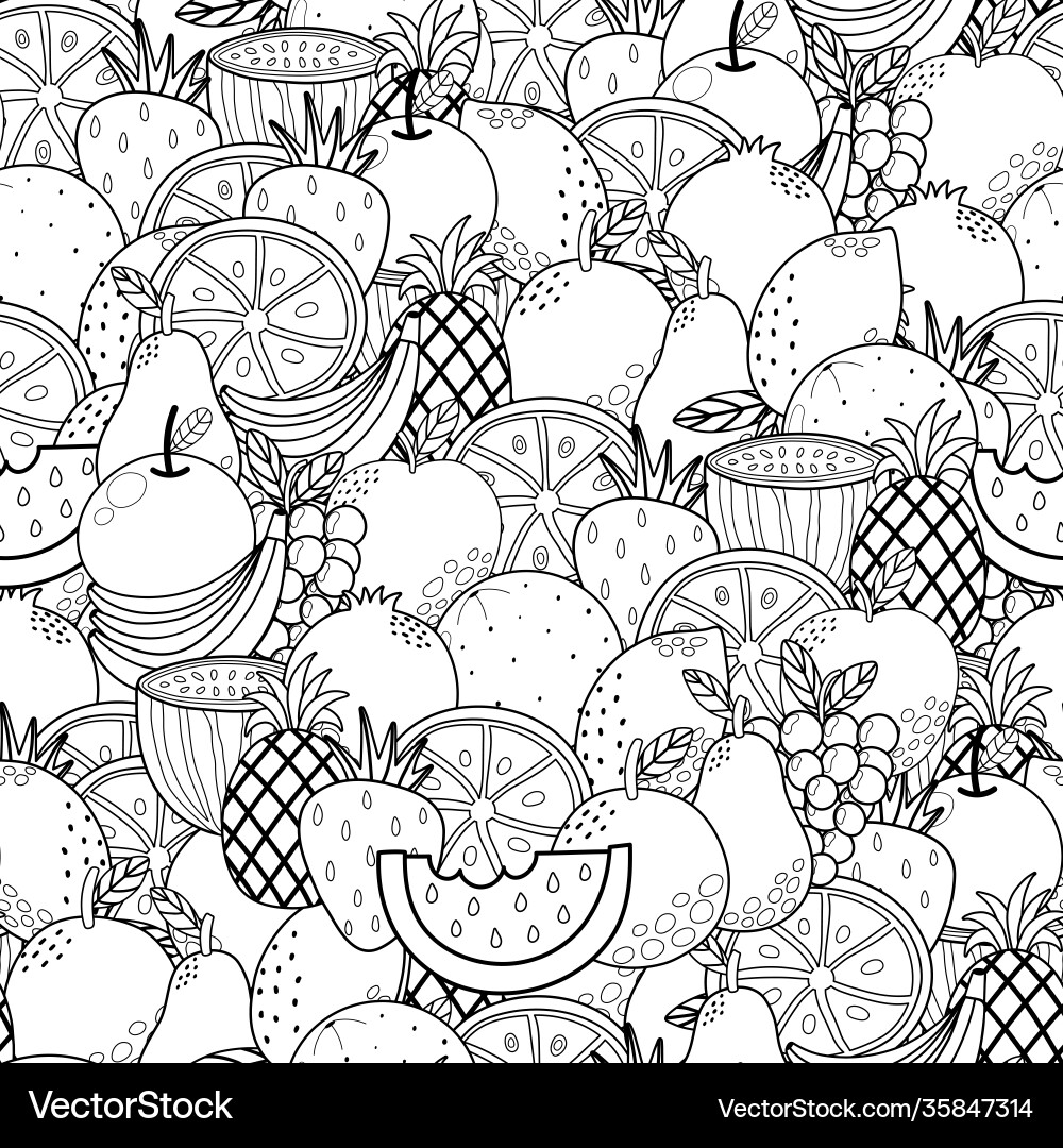 Fruit Doodle Seamless Pattern Royalty Free Vector Image