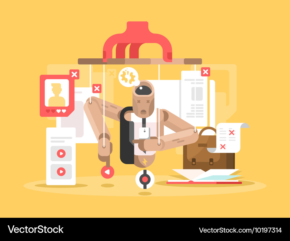 Internet dependent puppet vector image