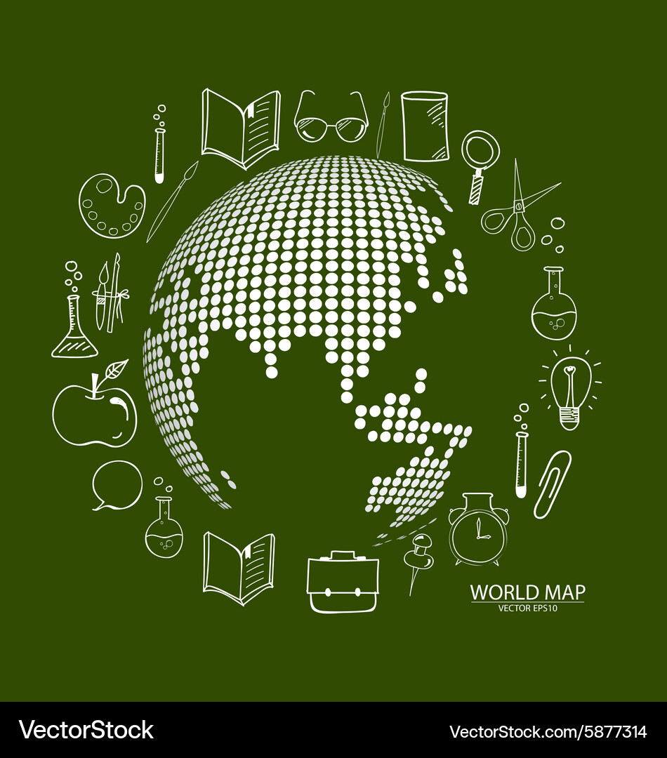 Modern globe with application icon template Vector Image