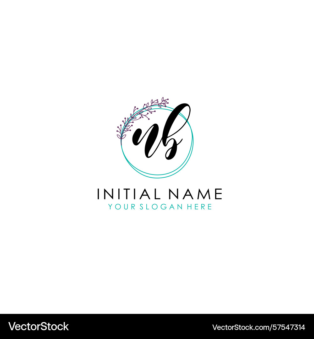 Nb initial logo with botanical circle design Nb initial logo with botanical circle design Vector Image