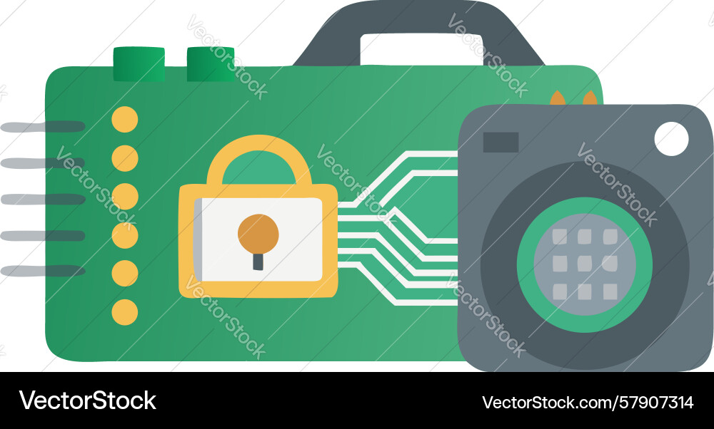 Secure tech camera circuit board icon design vector image