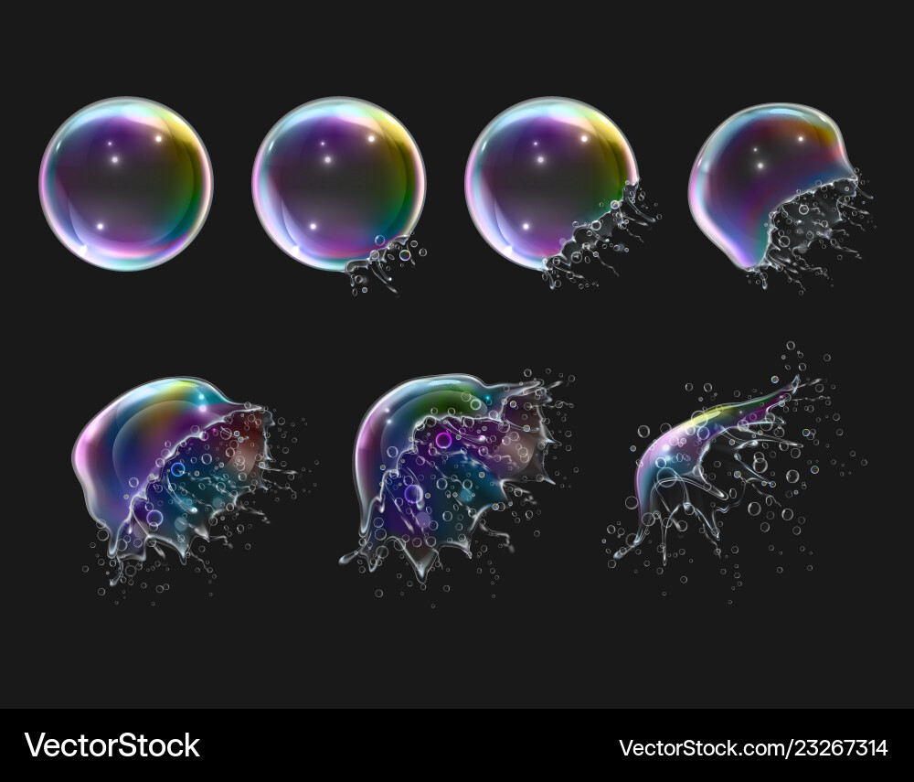 Soap Bubble Explosion Sequence vector image