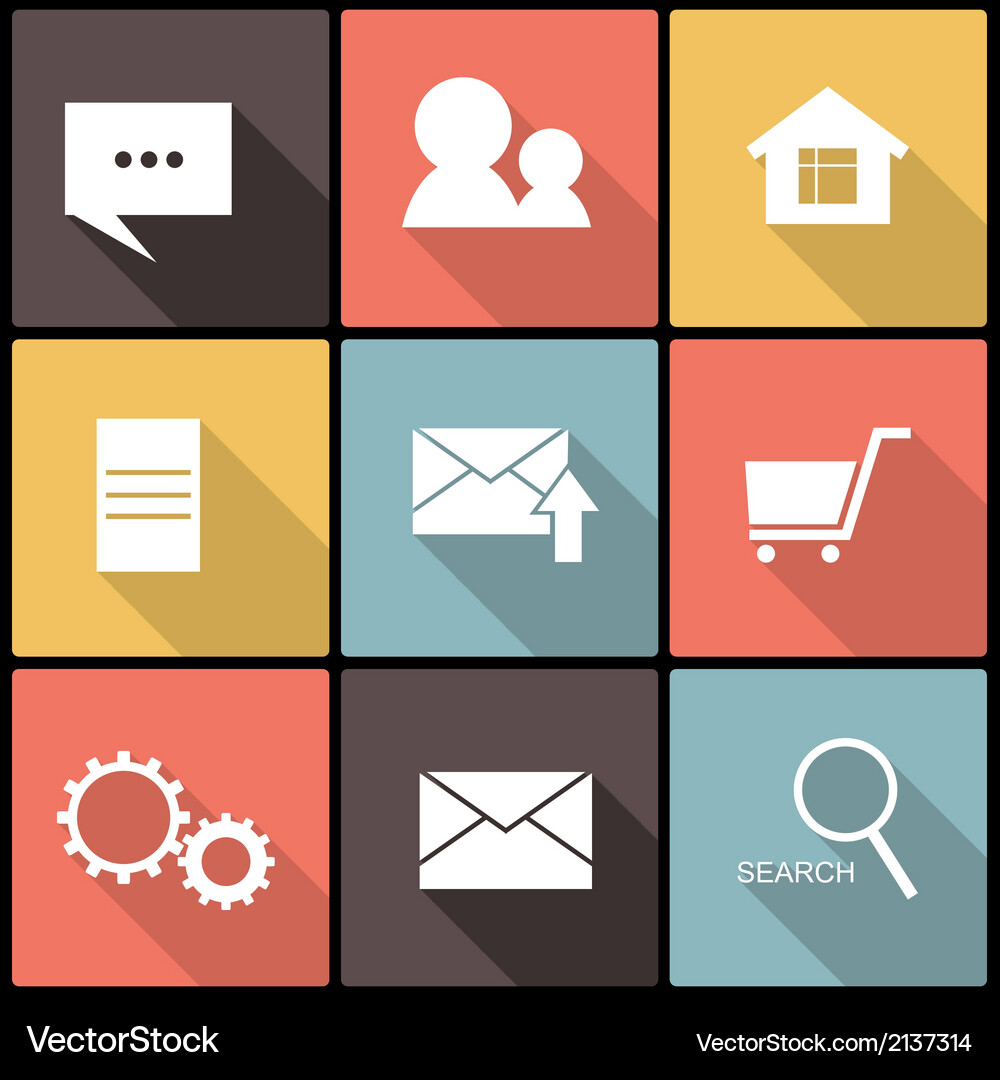 Web icons in flat design for and mobile Vector Image