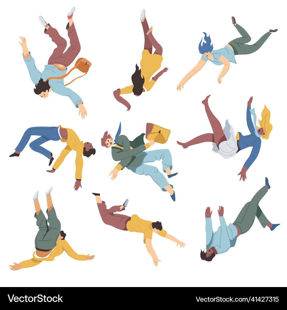 Clumsy people falling down by accident Clumsy people falling down by accident vector image