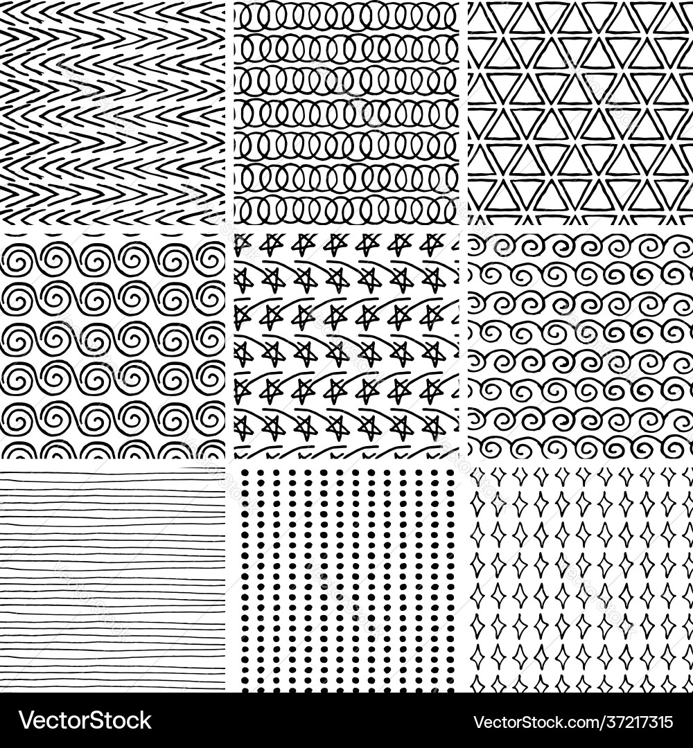 Grunge textured seamless patterns Grunge textured seamless patterns Vector Image