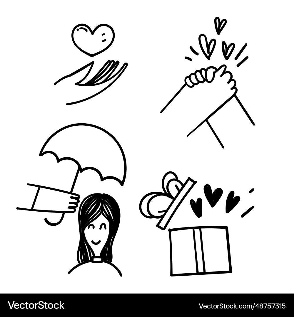 Hand drawn doodle care and love icon related Hand drawn doodle care and love icon related vector image