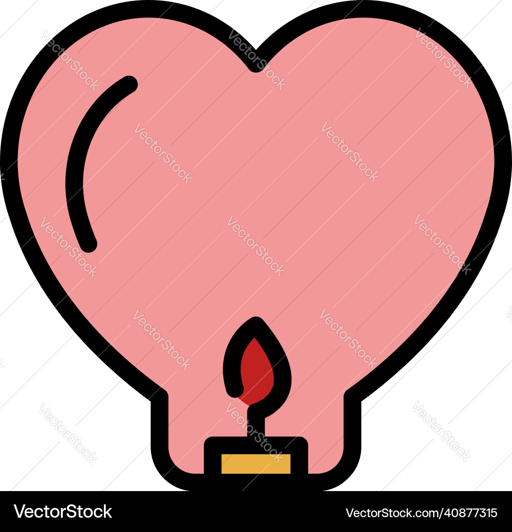 Heart floating lantern icon color outline Heart floating lantern icon color outline Vector Image