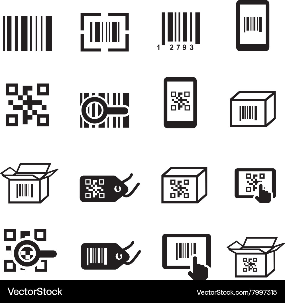 QR Code and Barcode Icons vector image