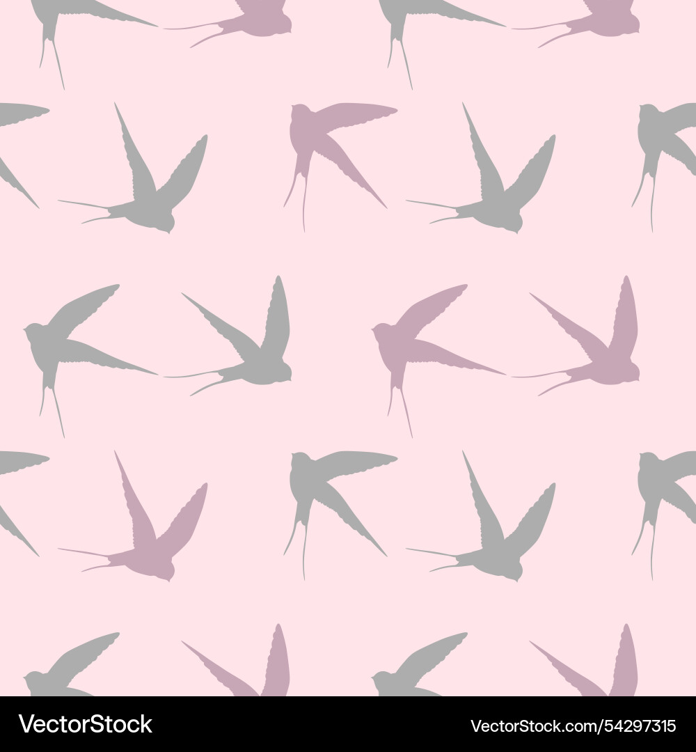 Seamless pattern with swallow silhouette on color Seamless pattern with swallow silhouette on color vector image