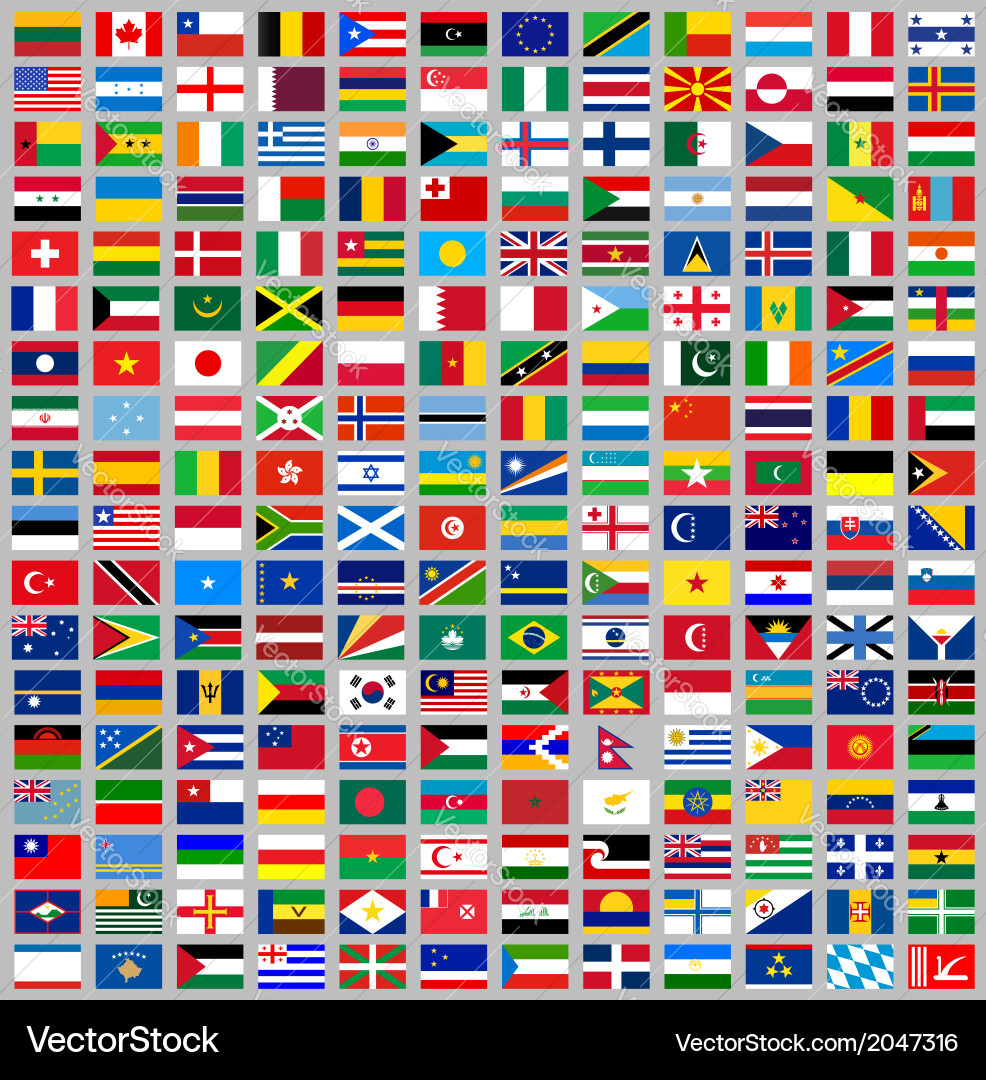 216 flags all world vector image