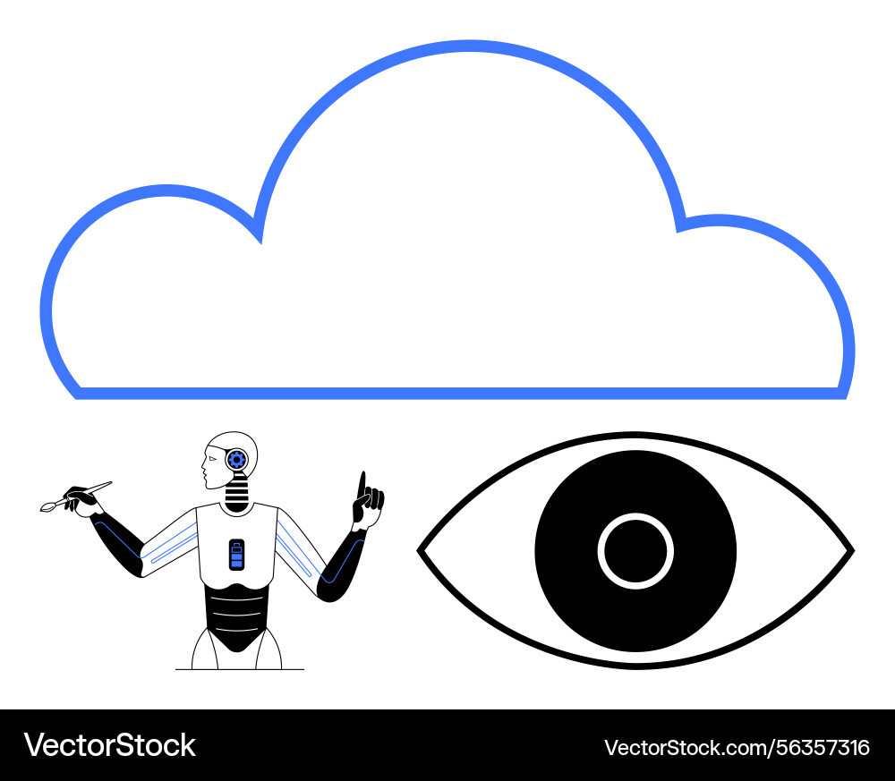 Artificial intelligence cloud computing and data Artificial intelligence cloud computing and data vector image