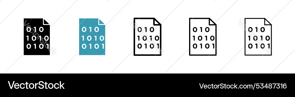 Binary codeline in thin line black color flat Binary codeline in thin line black color flat vector image