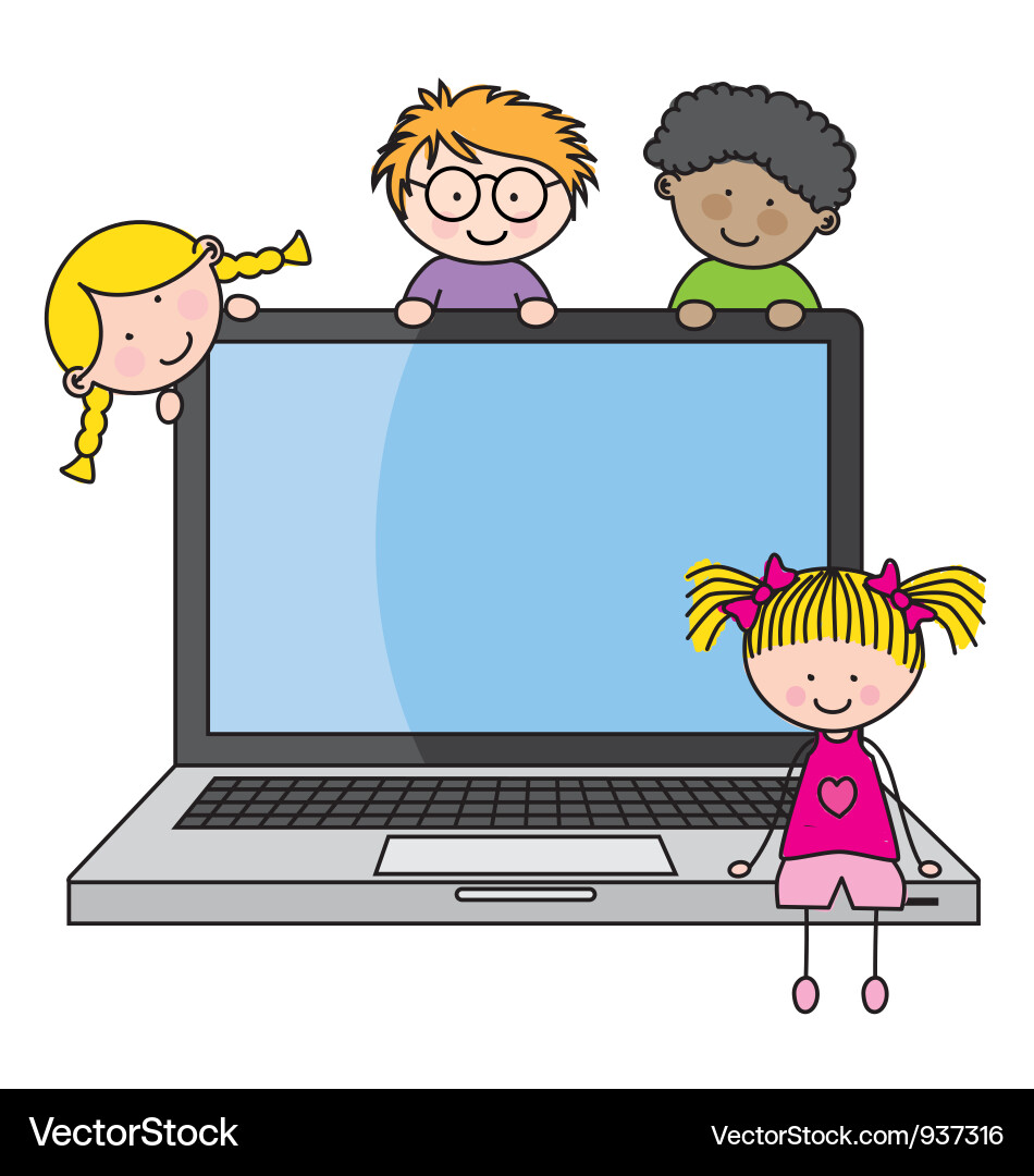 Children Using Computers vector image