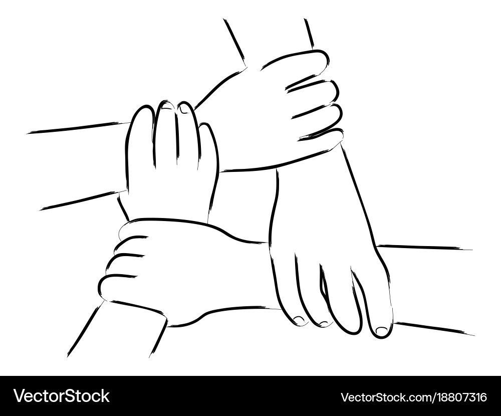 Connected Hands - Unity & Support vector image