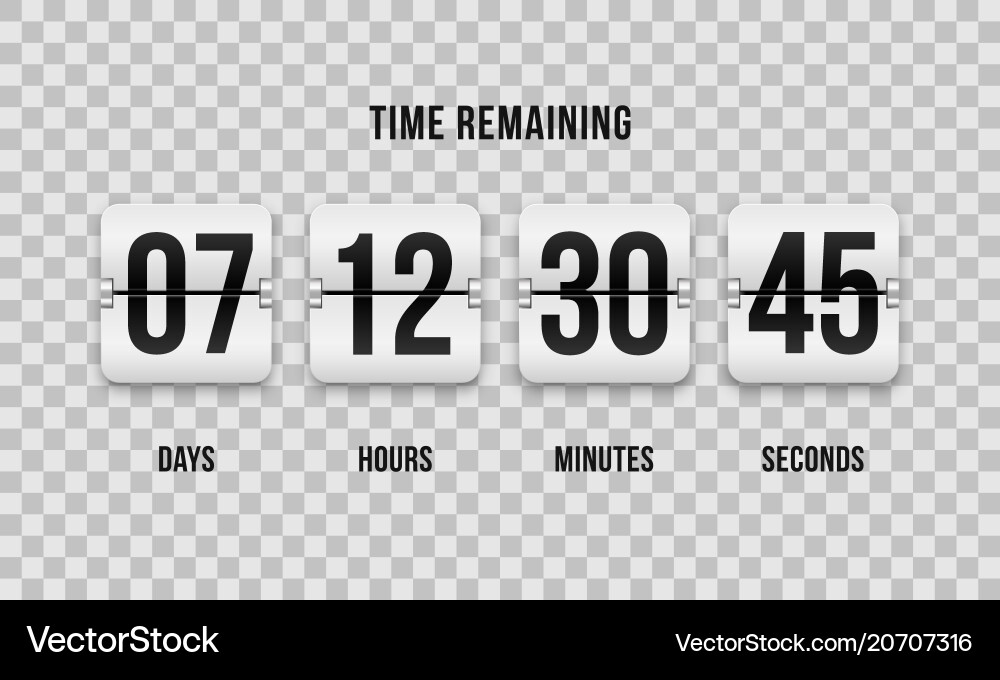 Countdown clock flip counter digital timer Countdown clock flip counter digital timer vector image