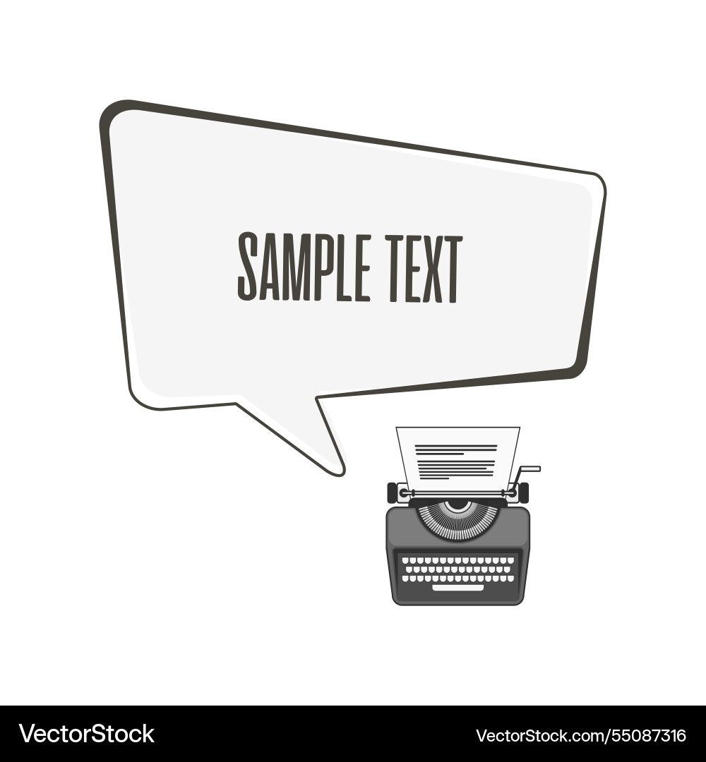 Typewriter with bubble speech from text concept Typewriter with bubble speech from text concept vector image