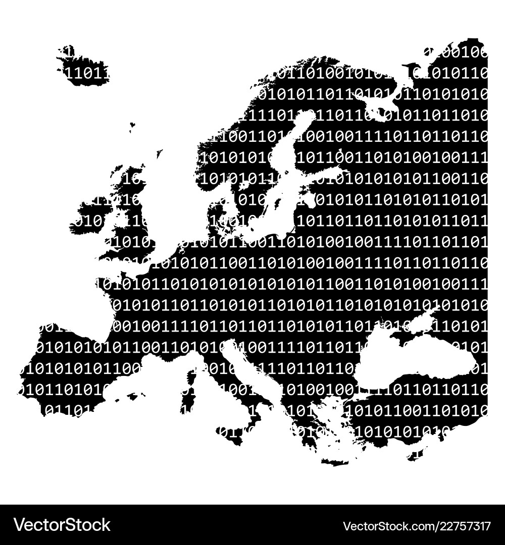 Binary Code Europe Map Vector Image