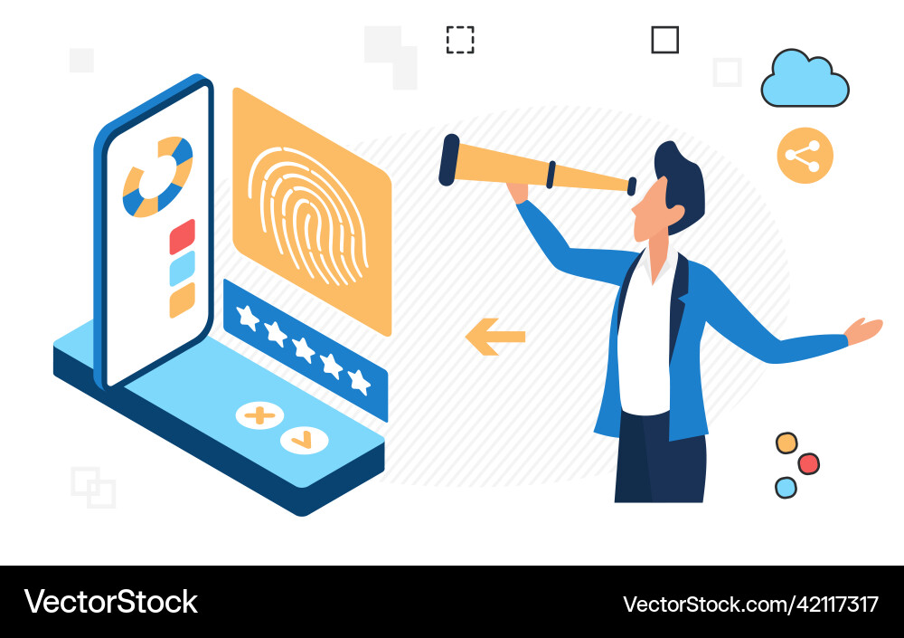Data access security finger authentication process vector image