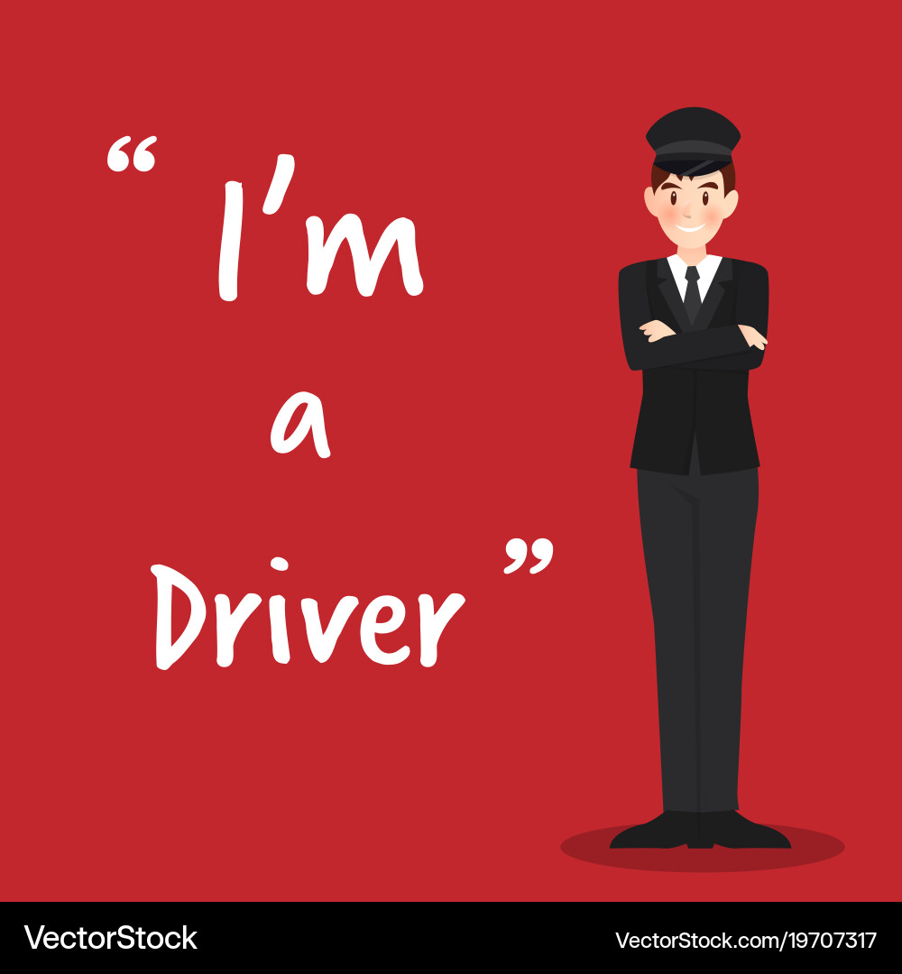 Driver character on red background flat design vector image
