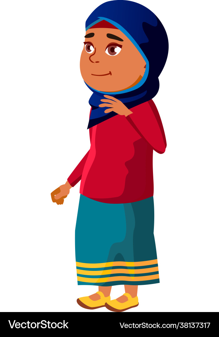 Lächelndes muslimisches Mädchen Kind in Moschee Karikatur Lächelndes muslimisches Mädchen Kind in Moschee Karikatur vektorbild