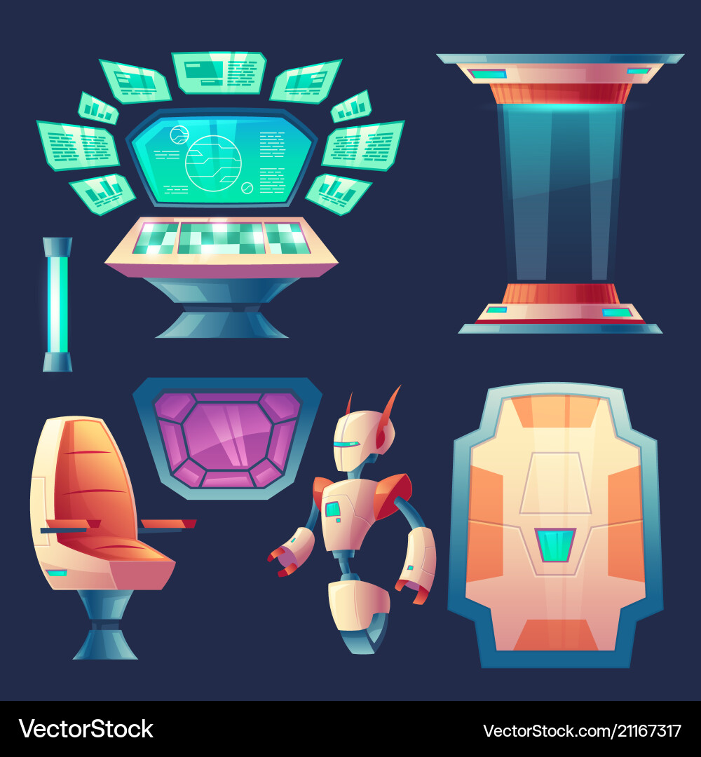 Sci-Fi Control Panel Elements vector image