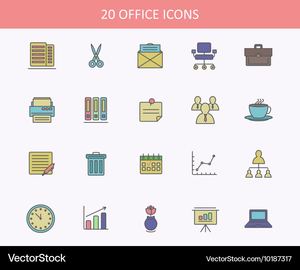 Set of office icons for web or ui design sheets Vector Image