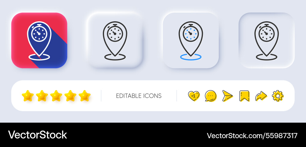 Timer line icon time sign location pointer Vector Image