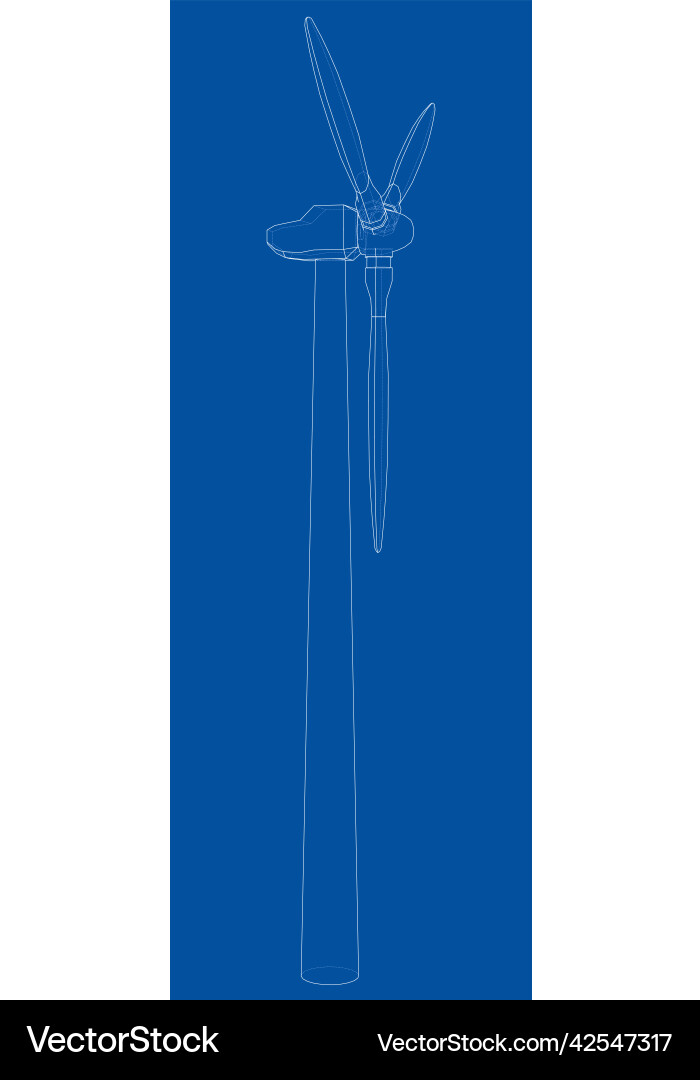 Wind turbine rendering of 3d vector image