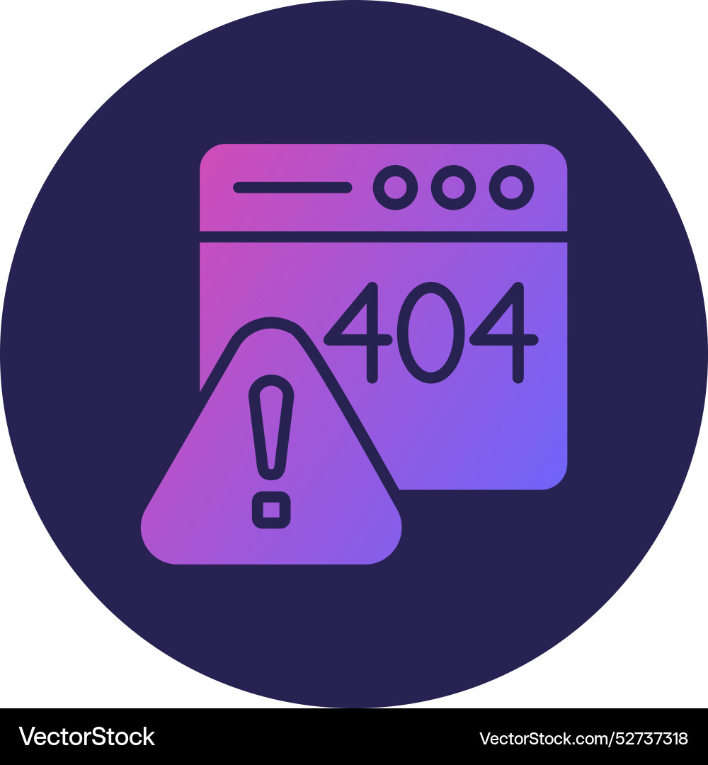404 error glyph circle gradient icon Vector Image