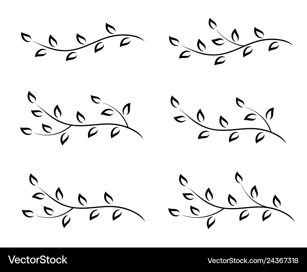 Black Hand-Drawn Tree Branches and Leaves – Royalty-Free Vector |  VectorStock, image size:1000x889