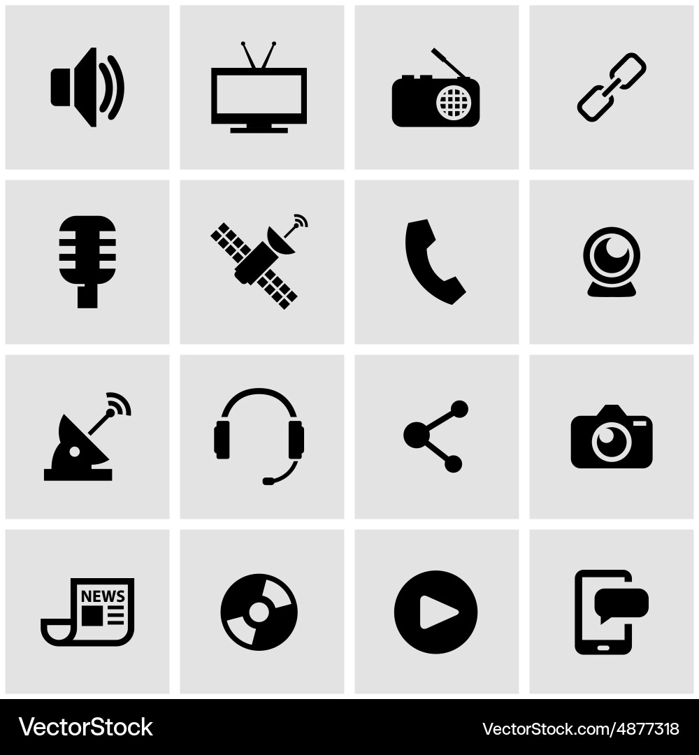 Black media icon set Vector Image