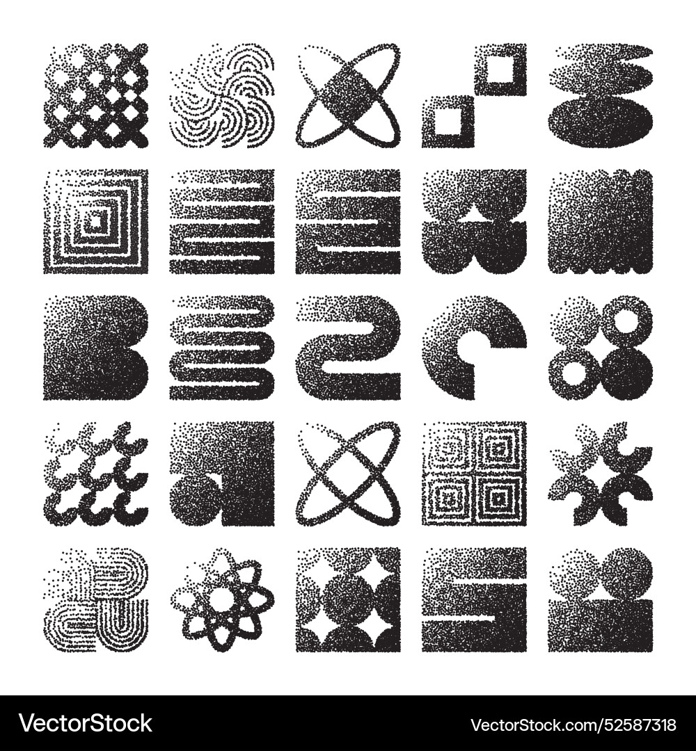 Brutalist geometric shapes dotted objects Brutalist geometric shapes dotted objects vector image