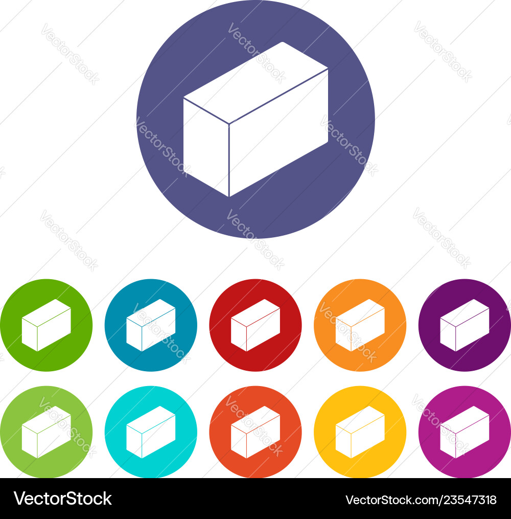 Cement block icons set color Cement block icons set color vector image