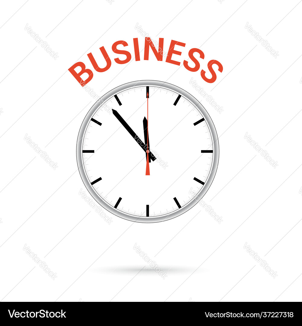 Clock icon red arrow points to word business Vector Image