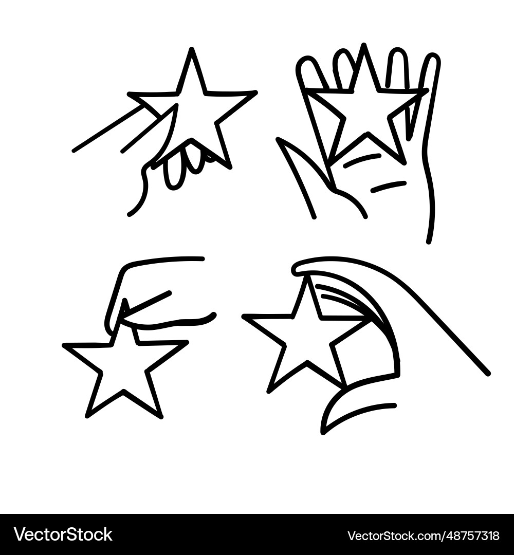 Hand drawn doodle holding star shape vector image