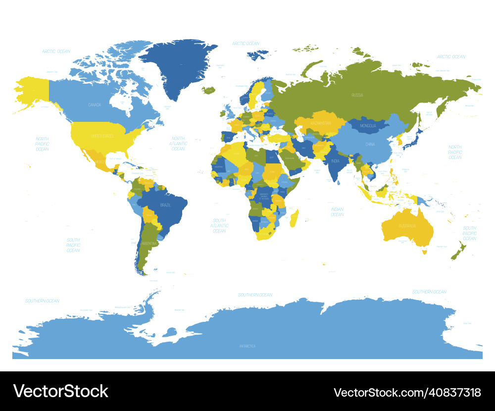 High detailed political map of world High detailed political map of world vector image