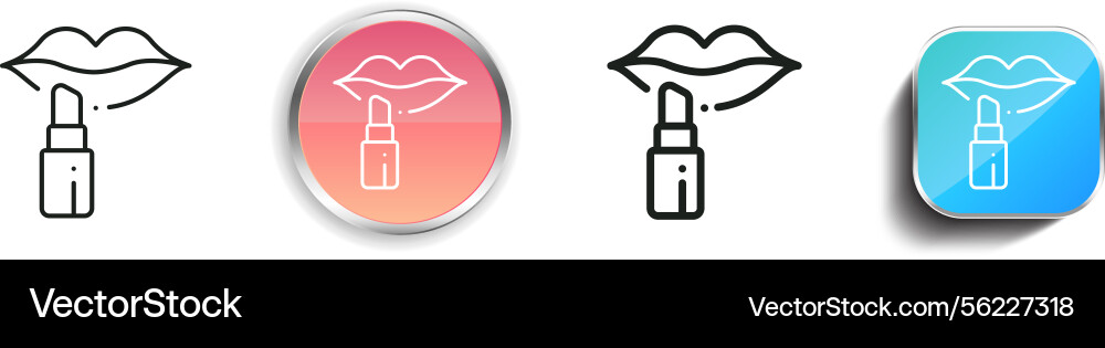 Lipstick icon thin linear regular and button vector image