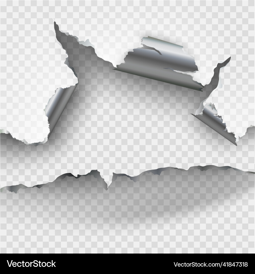 Ragged hole torn in ripped metal on transparent Ragged hole torn in ripped metal on transparent vector image