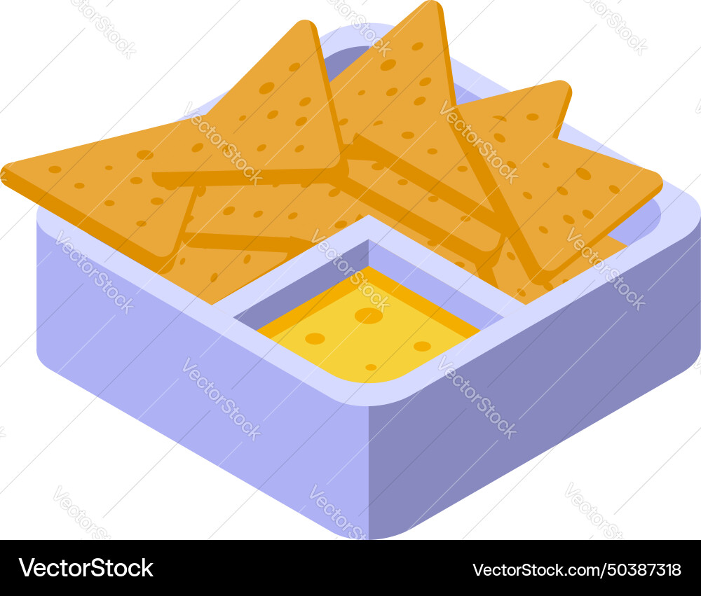 Restaurant nachos icon isometric food pot Restaurant nachos icon isometric food pot vector image