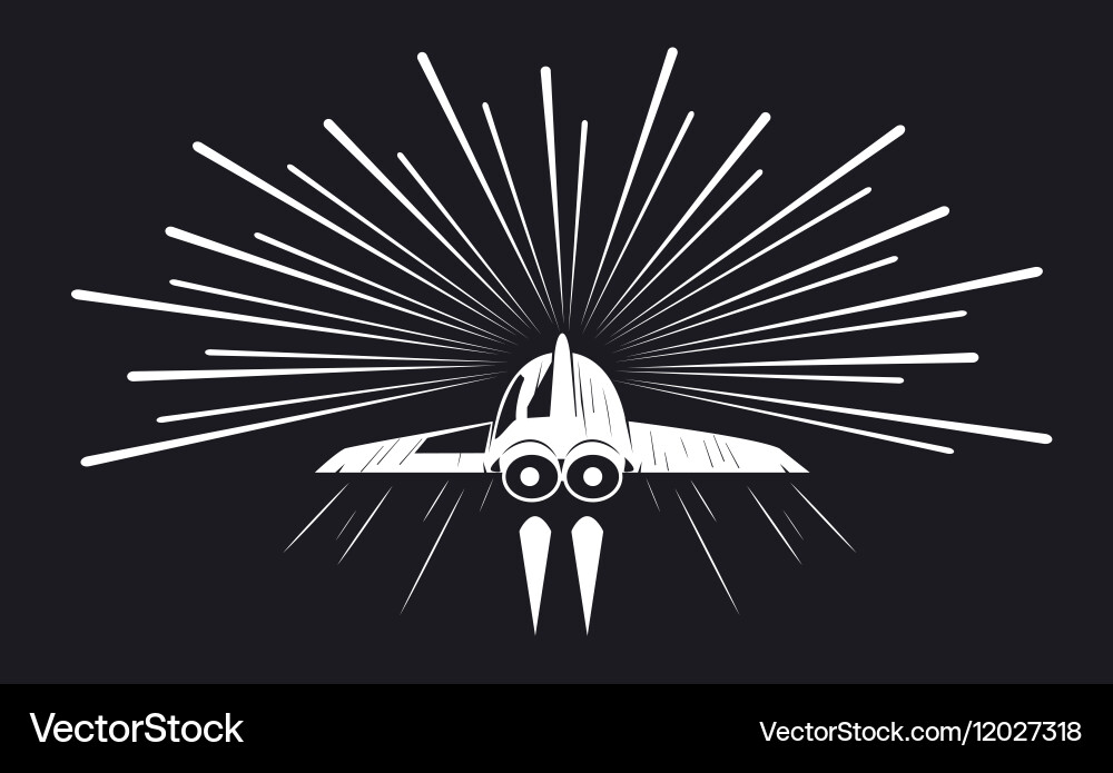 Retro Spaceship in Space Vector Image