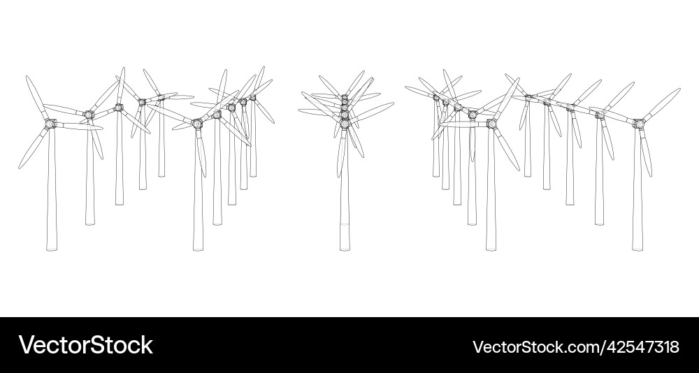 Wind turbines rendering of 3d Vector Image