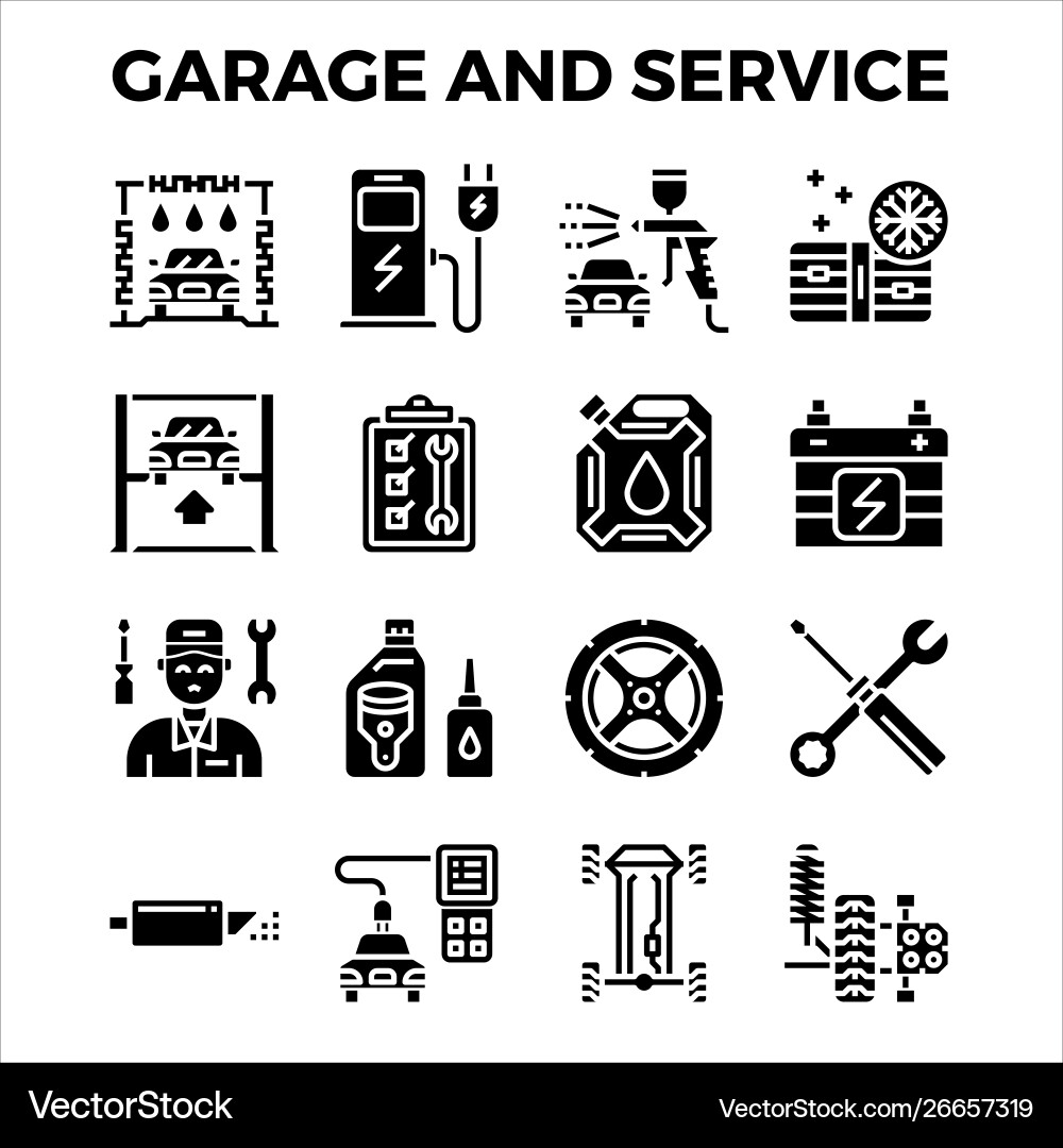 Automotive garage and service solid icon Automotive garage and service solid icon Vector Image