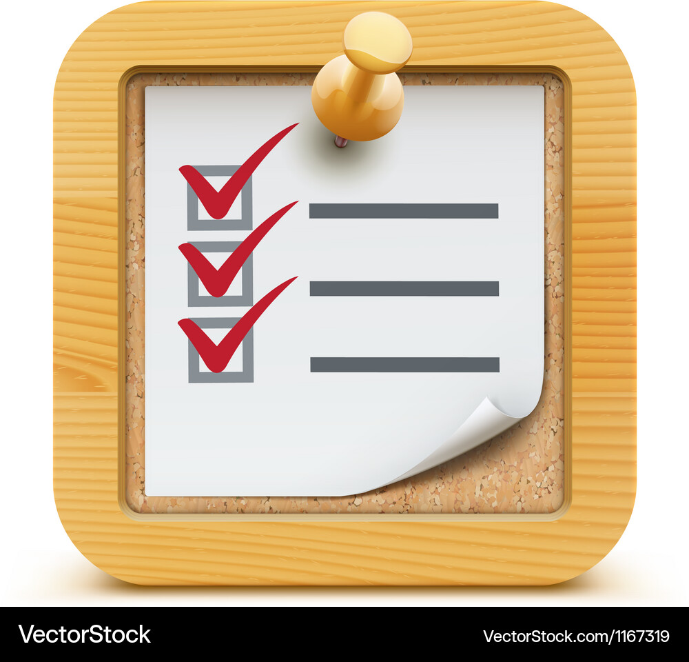 Checklist with Push Pin Vector Image