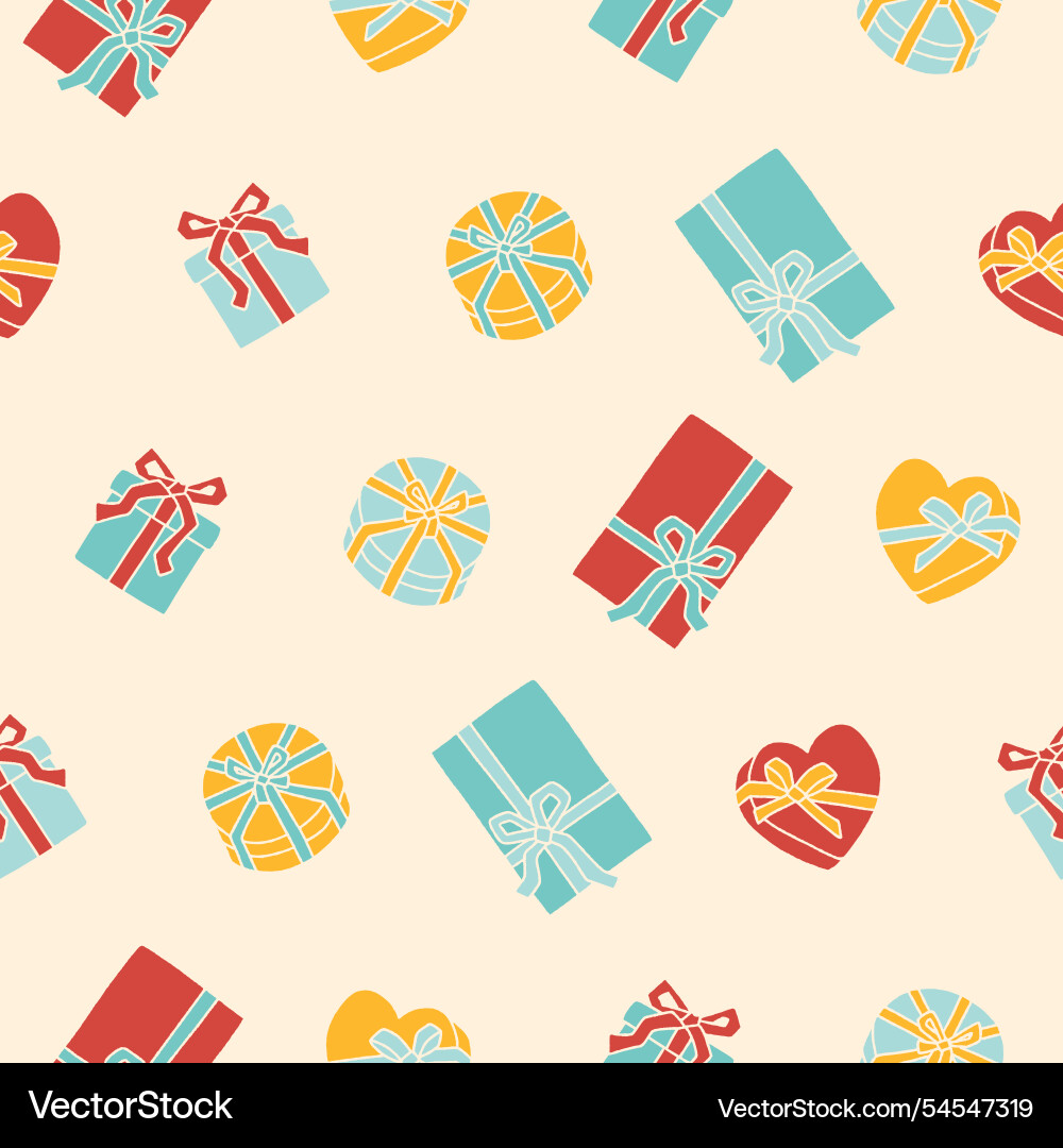 Collection of gift box seamless pattern for print Collection of gift box seamless pattern for print Vector Image