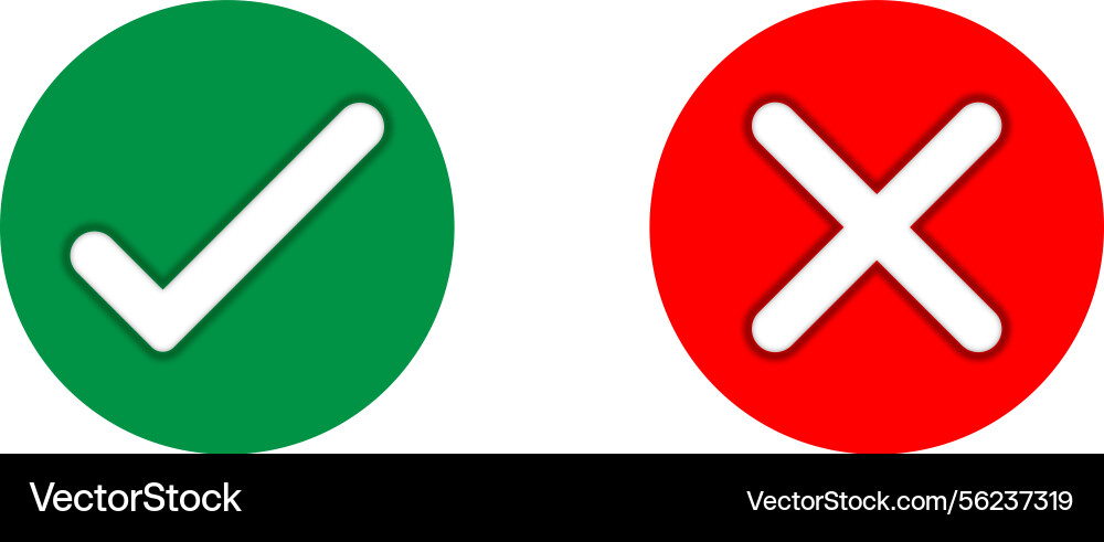 Cross and check mark icon set Cross and check mark icon set vector image