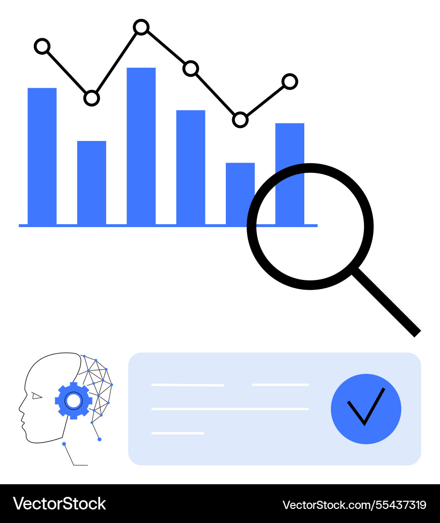Data analysis with ai integration featuring graph Data analysis with ai integration featuring graph vector image
