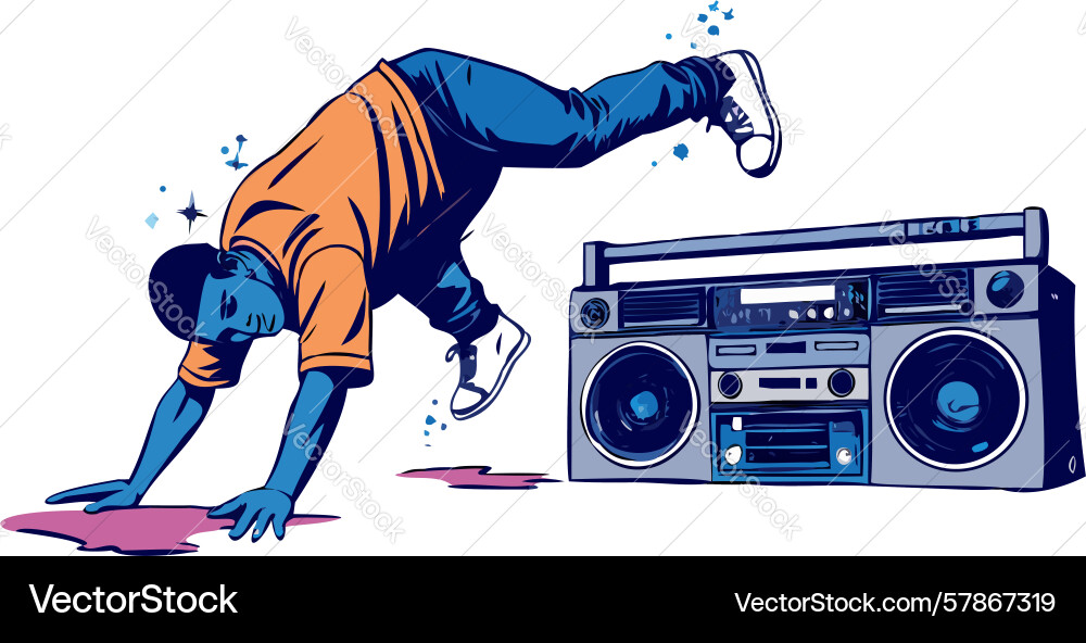 Dynamic breakdancer performing with classic Vector Image