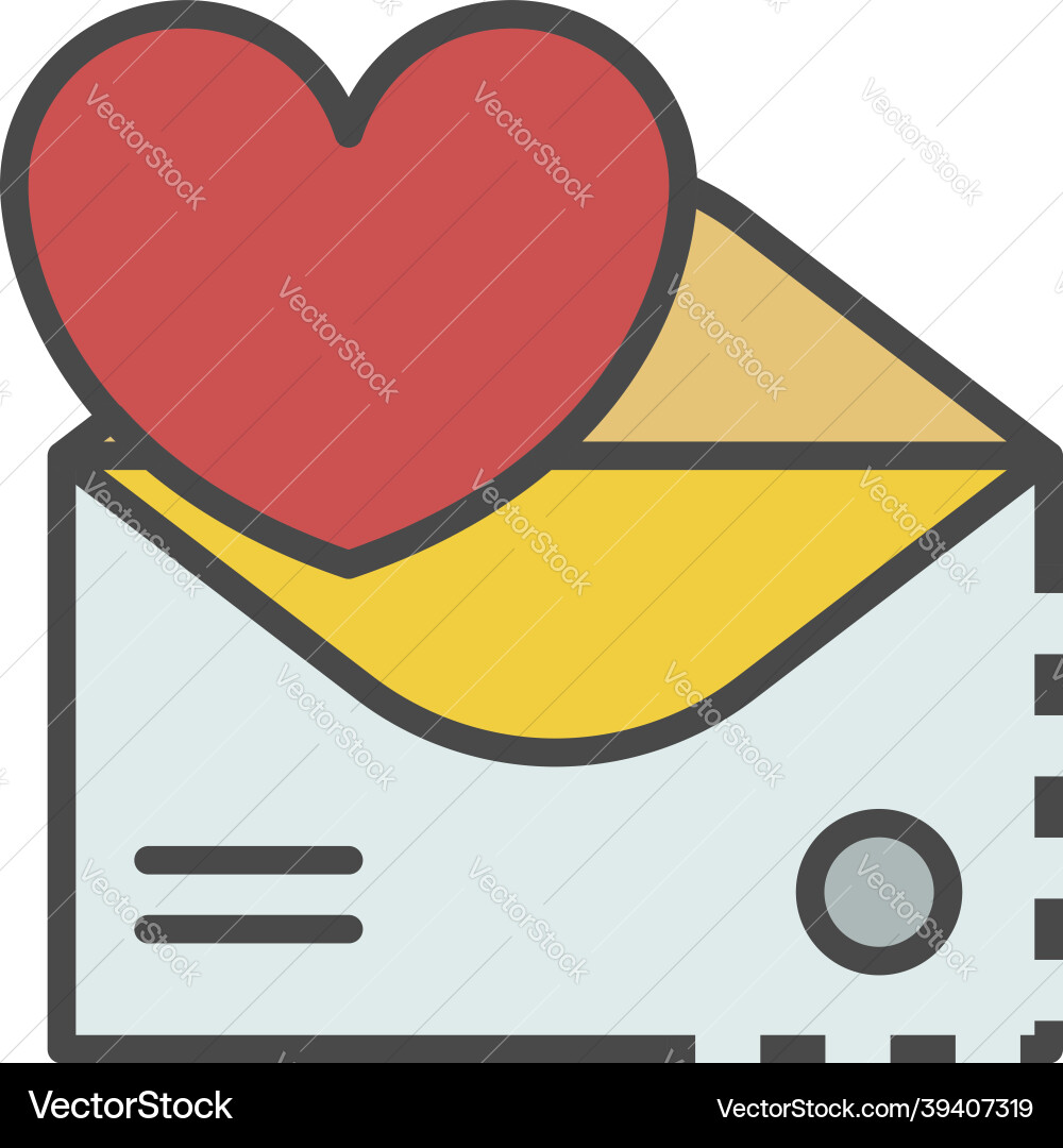 Email heart inbox icon color outline Email heart inbox icon color outline Vector Image