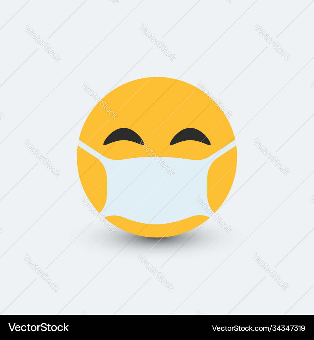 Emoji with mouth mask Royalty Free Vector Image